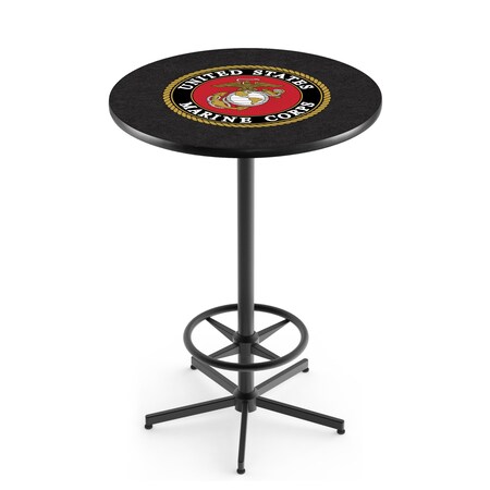 Holland Bar Stool Co 42" Black U.S. Marines Pub Table L216B4228Marine